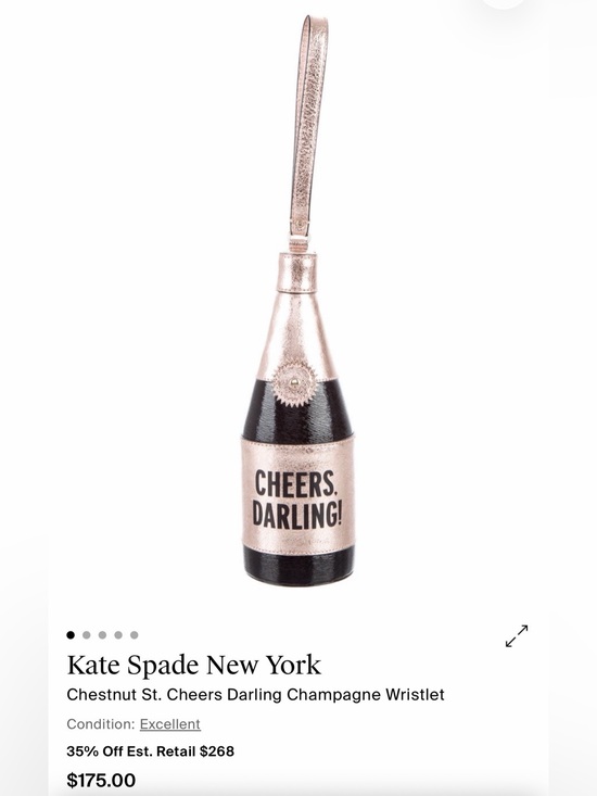 kate spade Handbags - kate spade Rose Gold & Black 'Cheers, Darling!' Champagne Bottle Wristlet